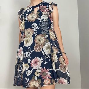 Sienna Sky Floral Ruffle Midi Dress